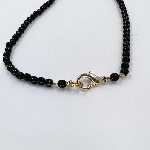 Simple Black & White Glass Beaded Single Strand 30” Necklace - Picture 5 of 6